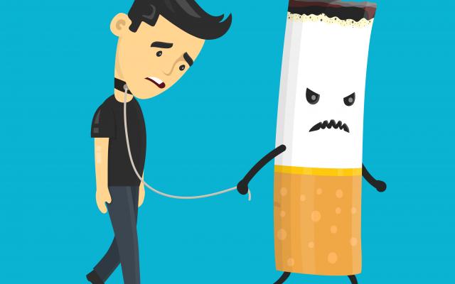 Man geketend aan een sigaret