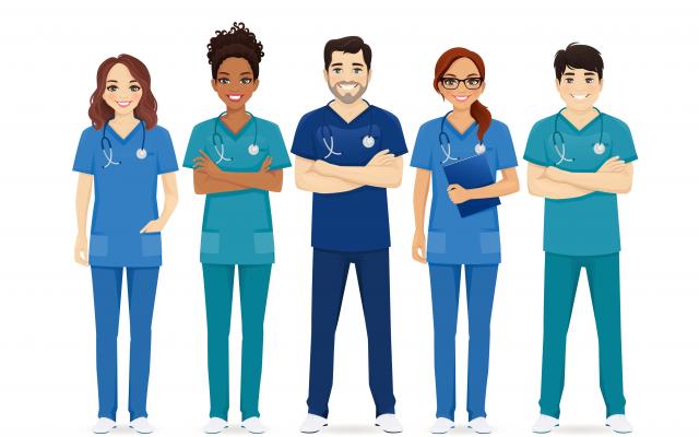 Illustratie van verschillende artsen.