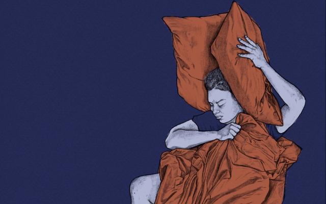 Illustratie van een persoon liggend onder een deken.