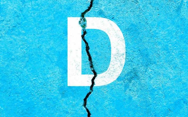 Hoofdletter D met barst erin