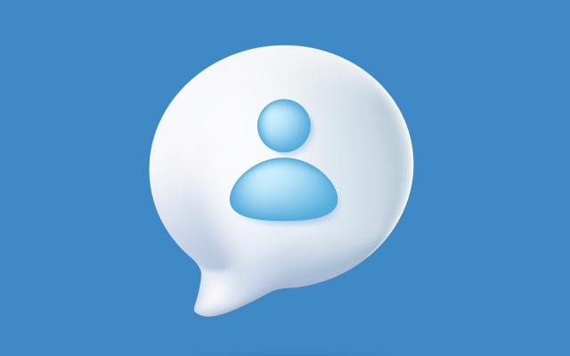 Tekstballonnetje met persoon erin