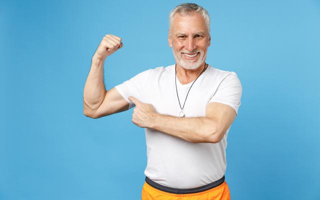 Man die spierballen laat zien