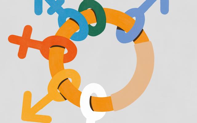 Illustratie van een sleutelring met alle geslachten eraan