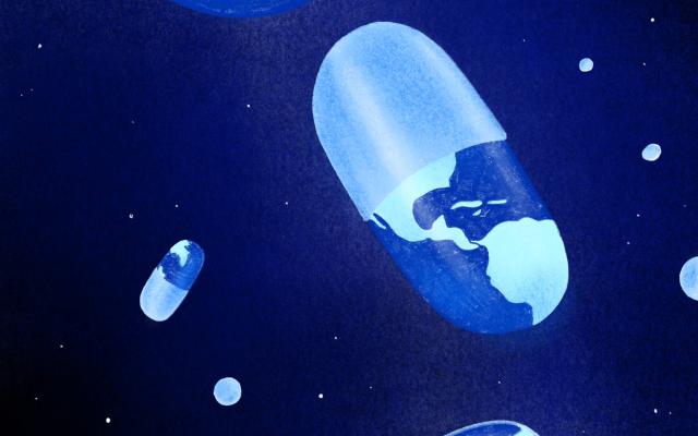 Illustratie van een wereld die rond, ovaal en plat is