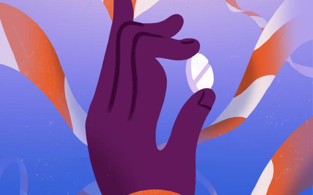 Hand die een tablet vasthoudt