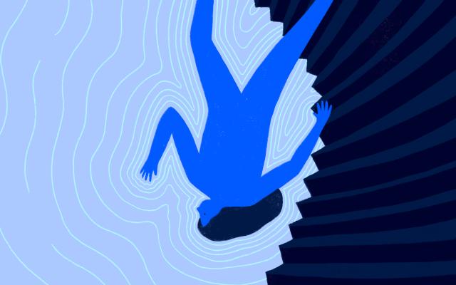 Iemand die in een gat valt