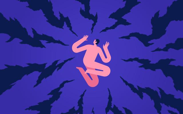 Illustratie van een persoon met allemaal schichten er naartoe