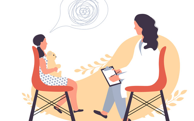 Moeder met kind die spreekt met een arts