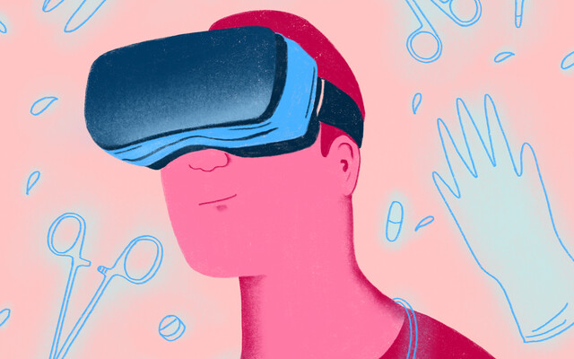 Iemand met een VR bril op