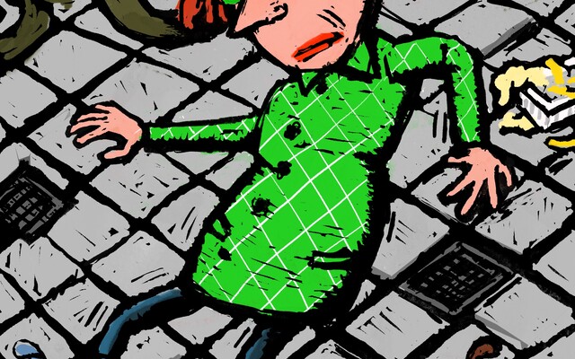 Illustratie van een vallende vrouw