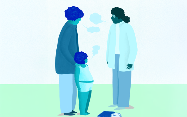 Illustratie van een kind met overgewicht