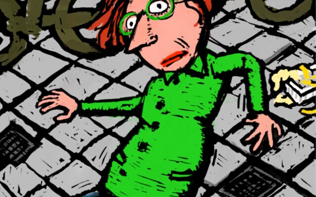 Vallende vrouw op straat