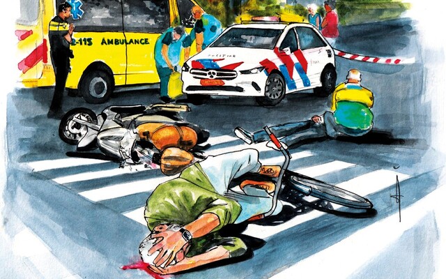 Een illustratie van een fietsongeval