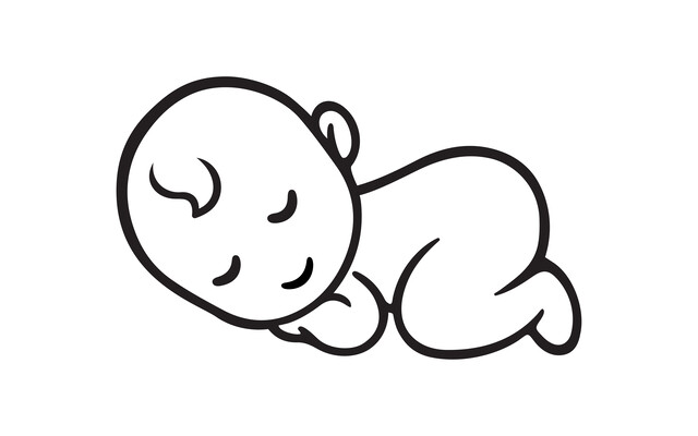 getekende baby die ligt te slapen