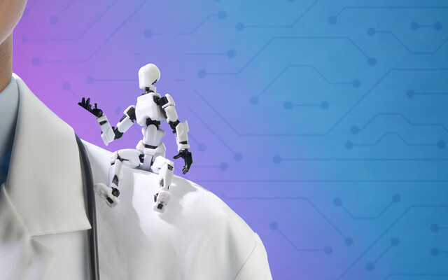 Robotje op de schouder van een arts