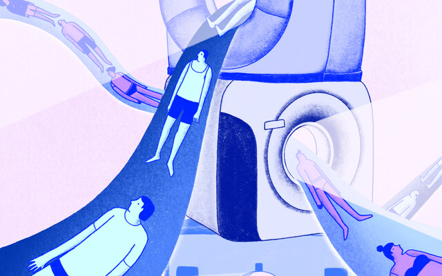 Illustratie van mensen en een MRI