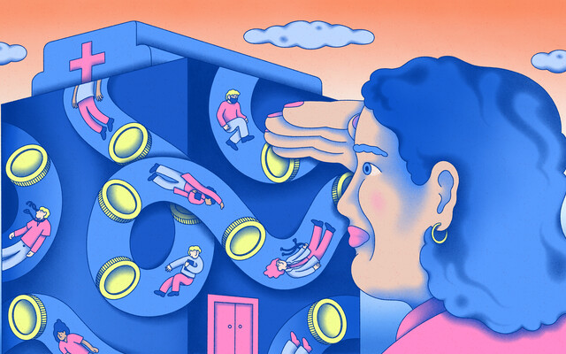 Illustratie van geldstroom door een ziekenhuis