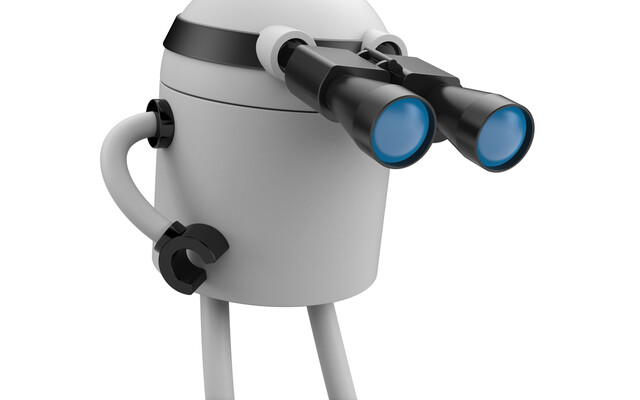 Robot met chirurgische bril op