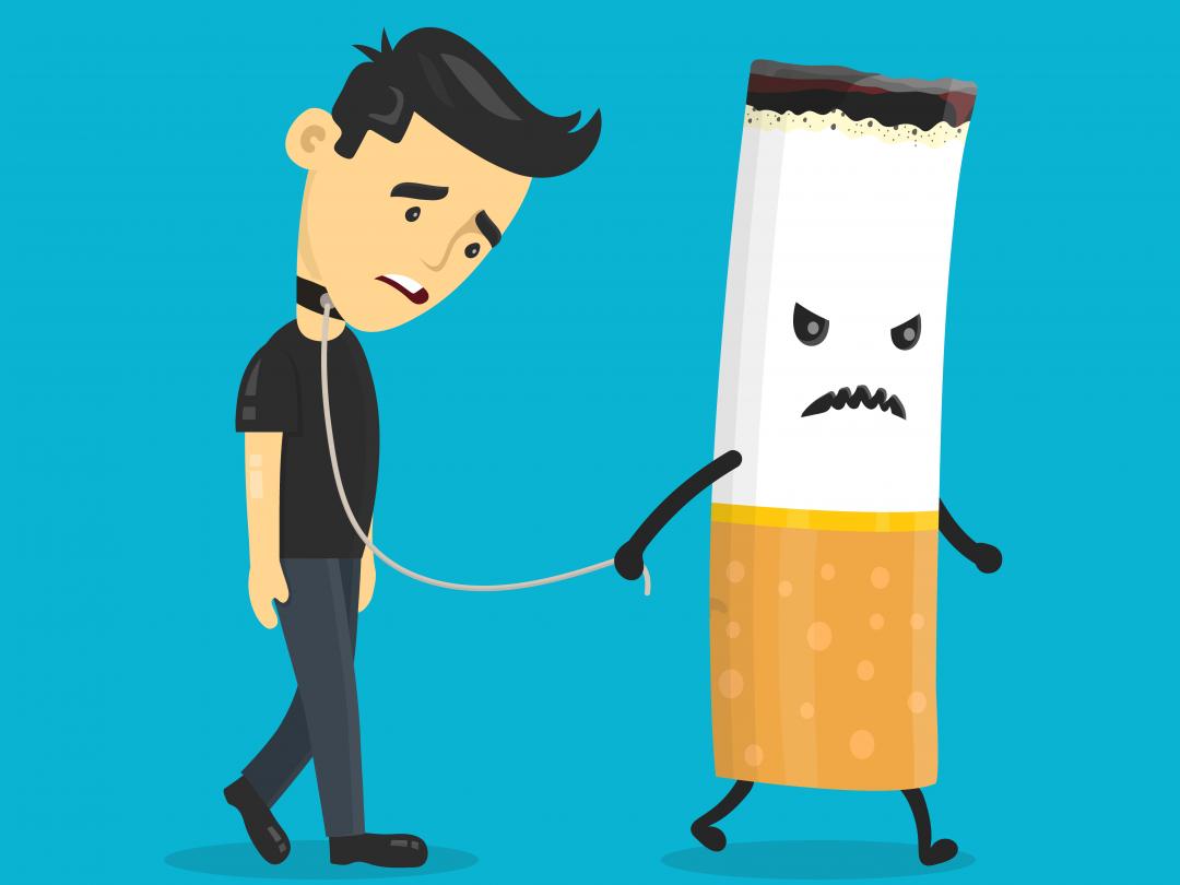 Man geketend aan een sigaret