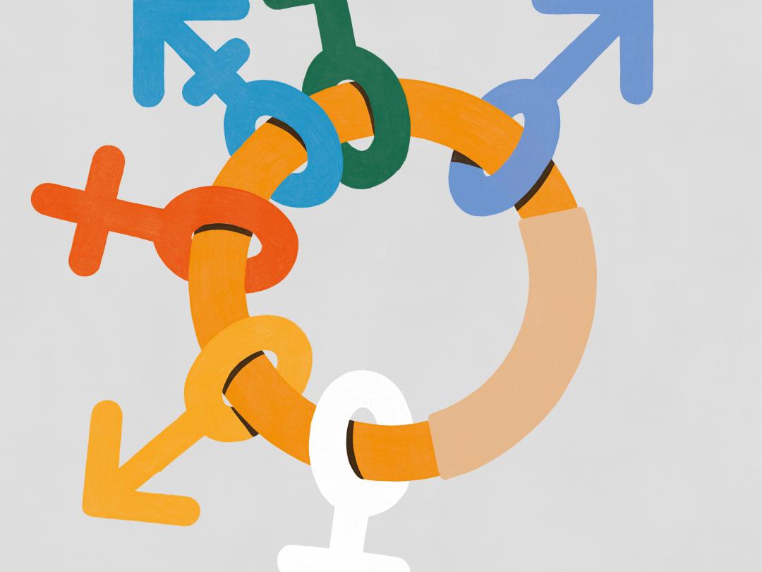 Illustratie van een sleutelring met alle geslachten eraan