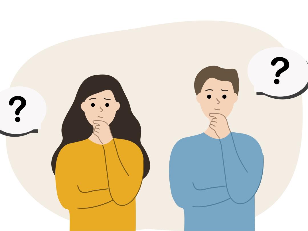 Twee mensen met tekstballonnetjes met vraagtekens