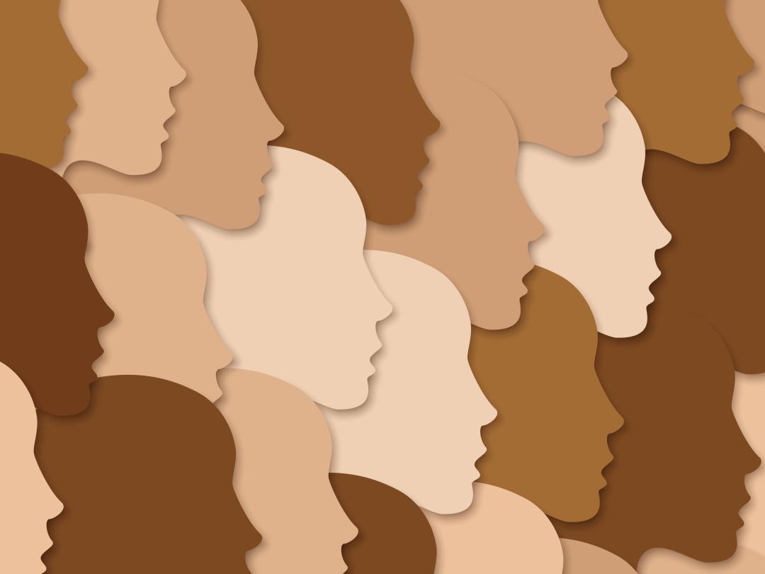 Illustratie van gezichtsprofielen in verschillende huidskleuren