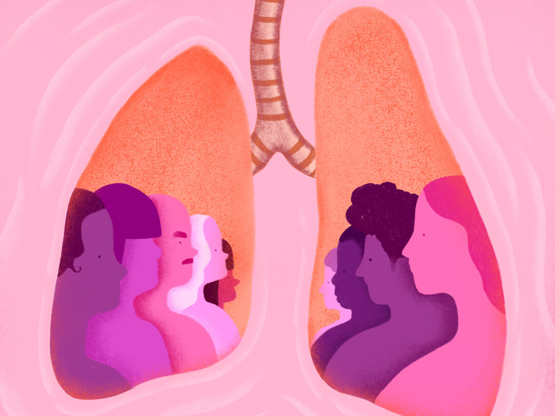 Illustratie van longen met mensen erin