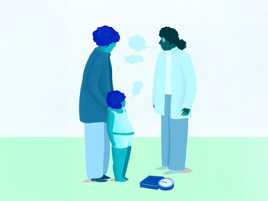 Illustratie van een kind met overgewicht