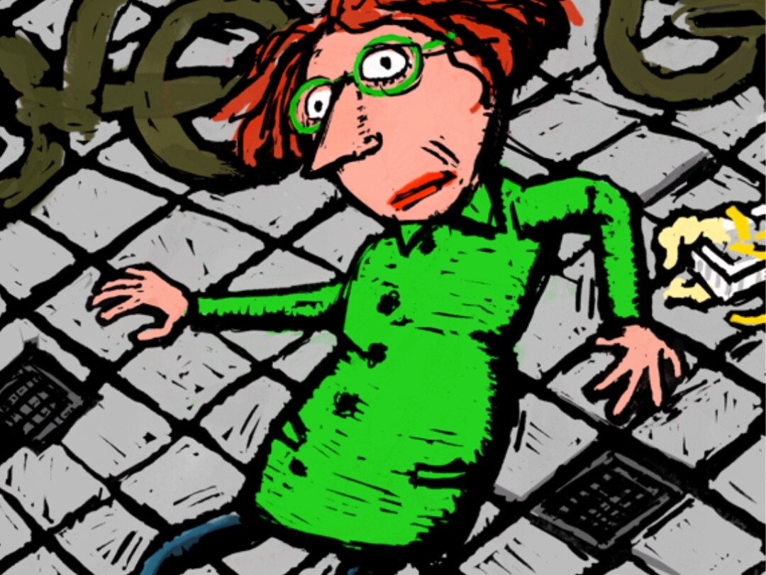 Vallende vrouw op straat