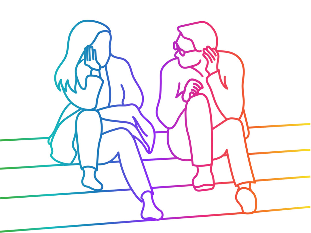 Twee mensen die met elkaar praten