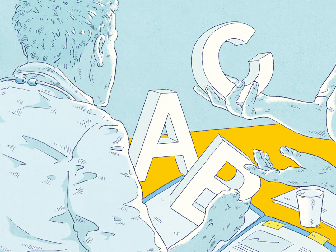 Illustratie van mensen die in bespreking zitten