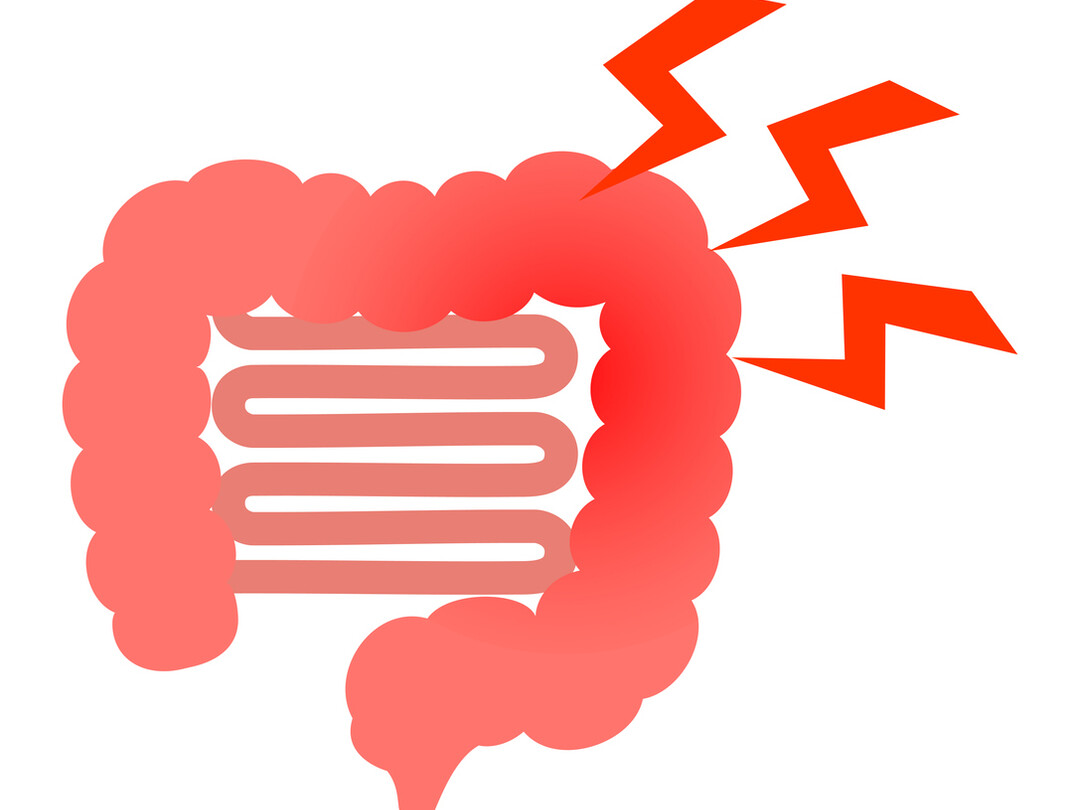 Illustratie van darmen met bliksemschichten