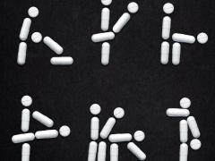 Illustratie van pillen die sex-standjes uitbeelden