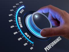 Een performance-knop waaraan gedraaid wordt