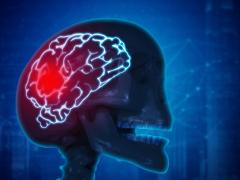 Illustratie van hersenen met rood oplichtend deel erin