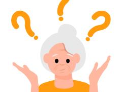 Tekening van vrouw met vraagtekens om haar hoofd