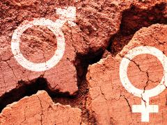 Aarde met daarop het mannen- en vrouwensymbool