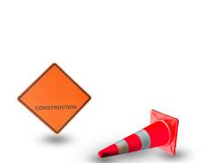 Een verkeerbord voor werkzaamheden en een piloon
