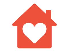 Illustratie van een huisje met een hart erin