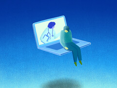 Illustratie van iemand die op een laptop zit