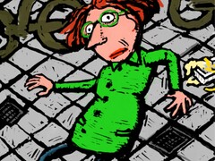 Vallende vrouw op straat