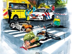 Een illustratie van een fietsongeval