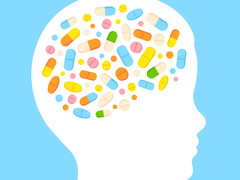 Illustratie waarbij hersenen bestaand uit pillen