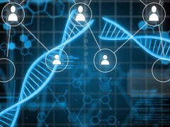 Illustratie van DNA-streams en poppetjes