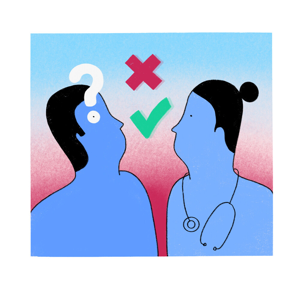 Mensen met een goed of fout teken ertussen